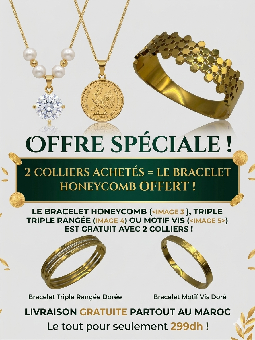 2 COLLIERS achetés= BRACELET GRATUIT